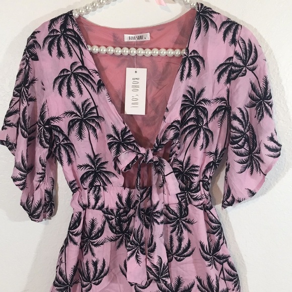 Boho Soul PINK Palm Dress New size Small - Picture 3 of 7